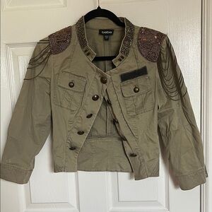 Bebe Women's Khaki Embellished Utility Jacket